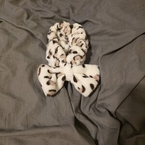 Leopard Print Hair Scrunchie with Bow